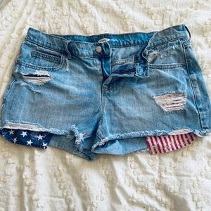American flag distressed denim jean shorts